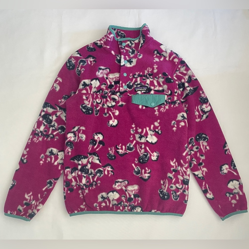 Patagonia Synchilla Mushroom Forest Violet Red Women's Size S Snap-T Pullover